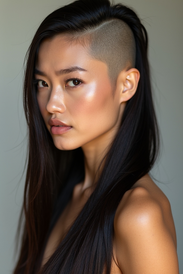 bold straight hair undercut