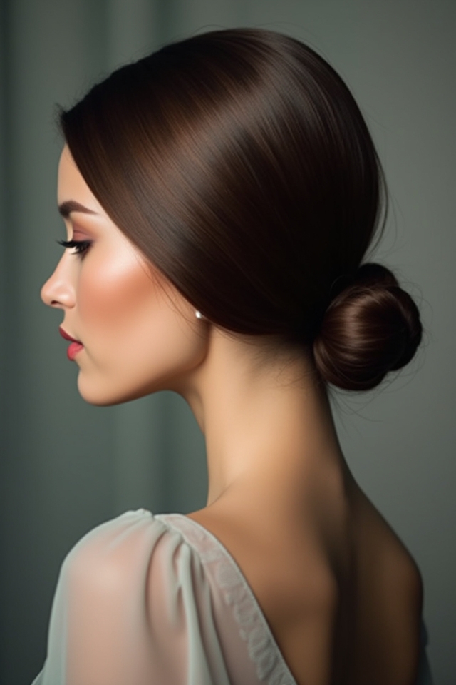 chic straight hair chignon