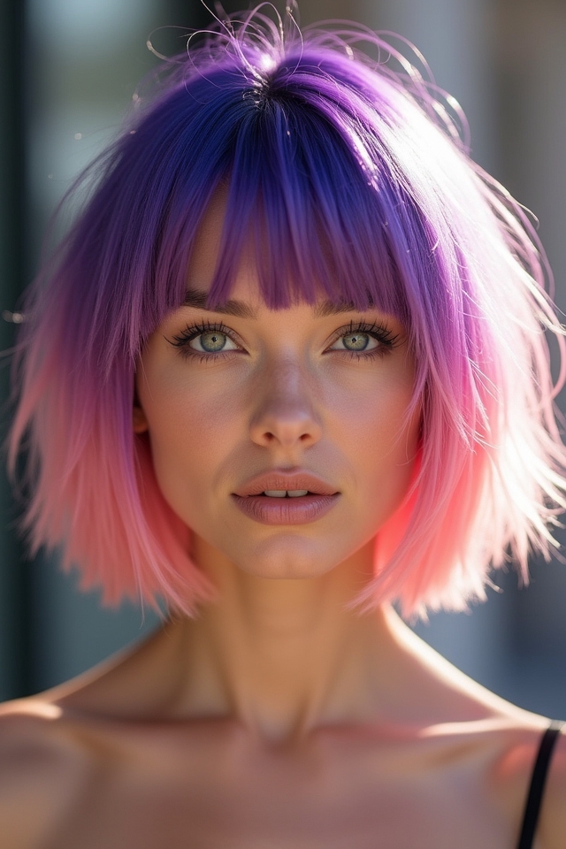 colorful ombre bob styles