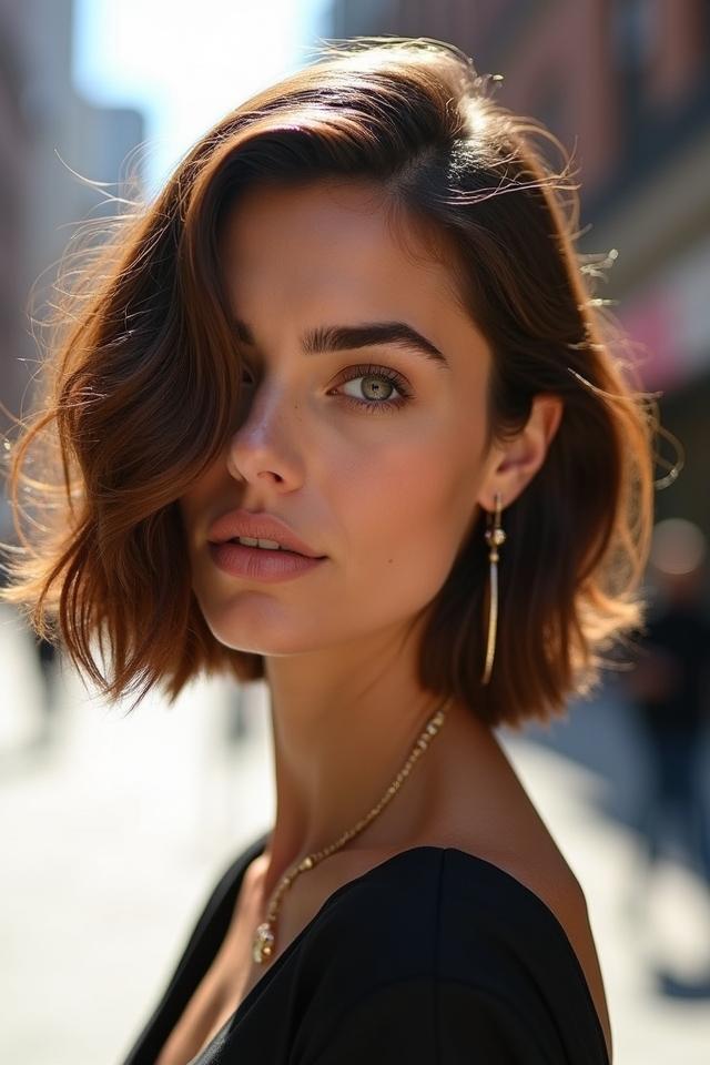 dramatic bob side part