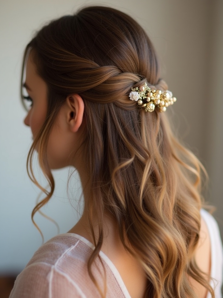 elegant half up twisted hairstyle