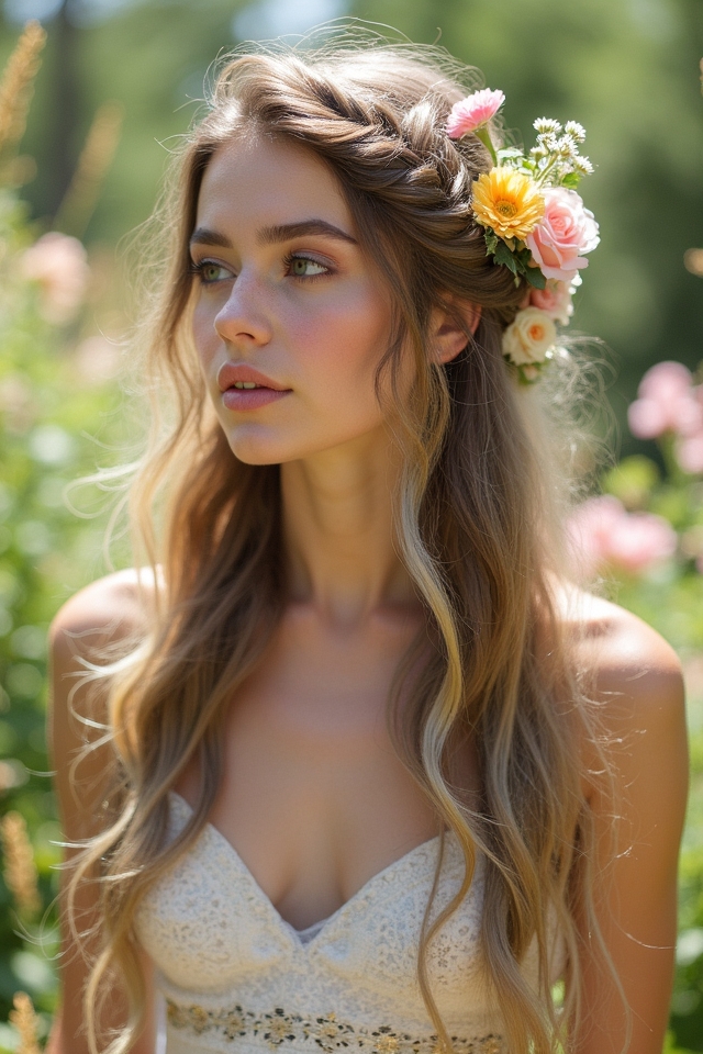 floral side braid ideas
