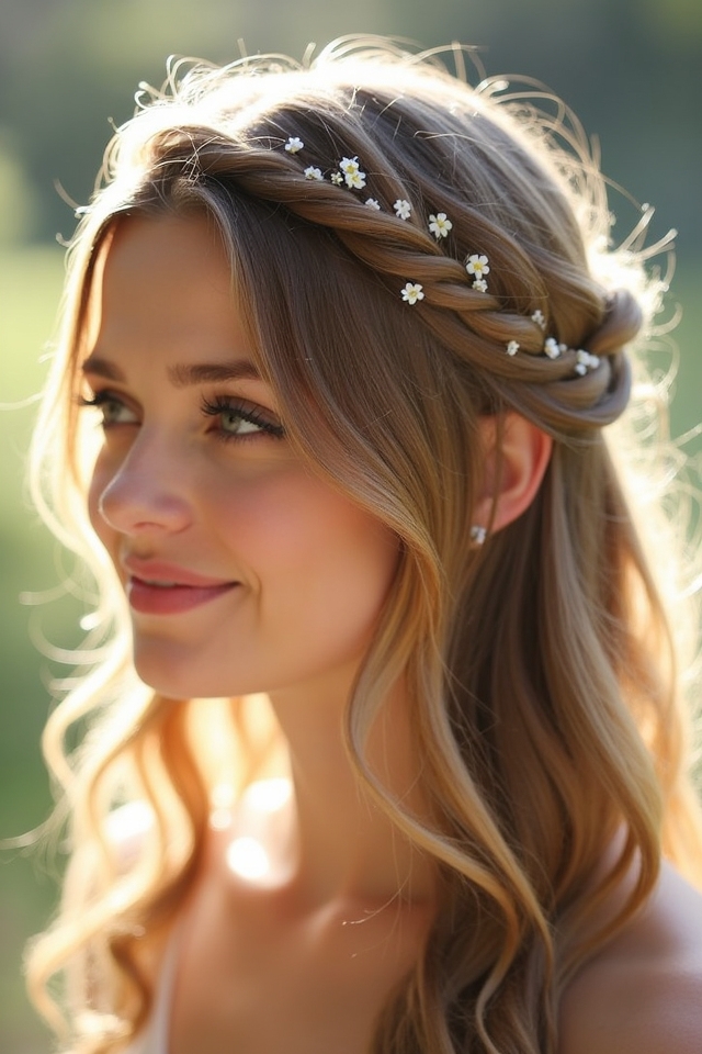 half up braid crown style
