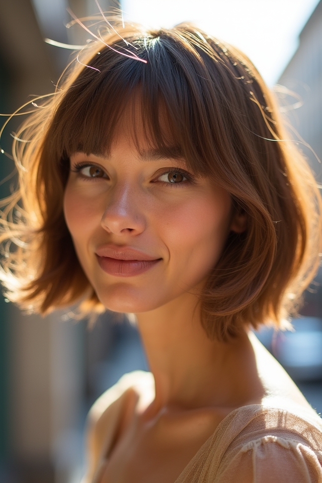 playful bob with bangs