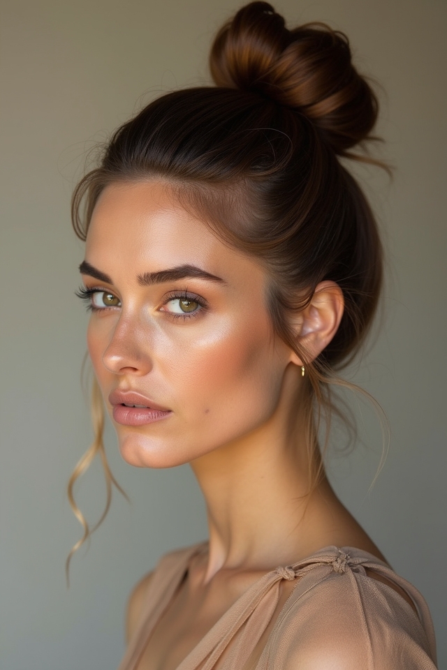 sleek top knot hairstyle