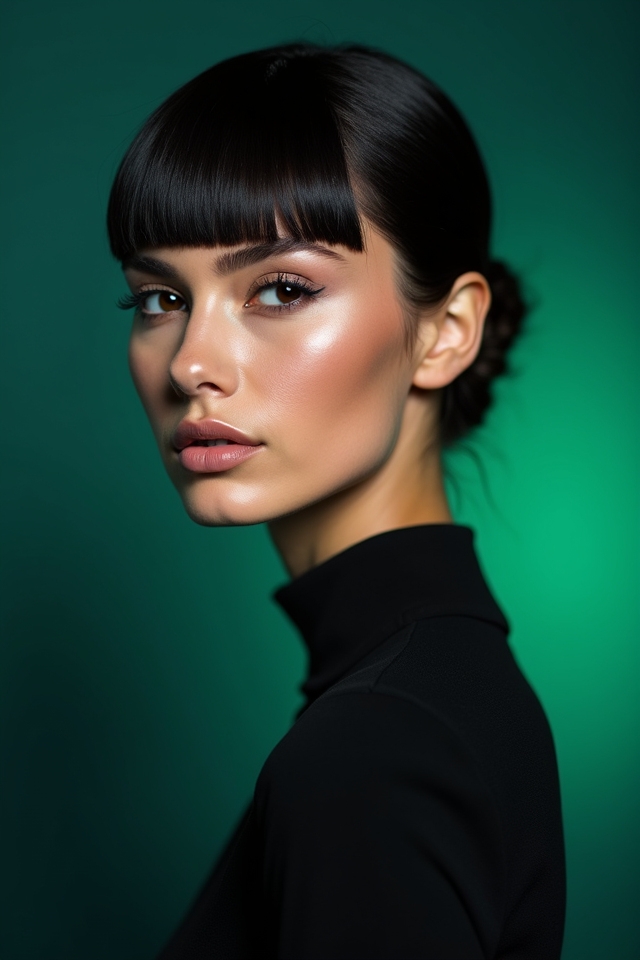 slick back with bangs