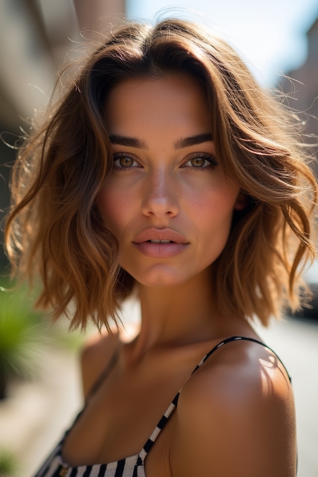 textured layered bob hairstyle