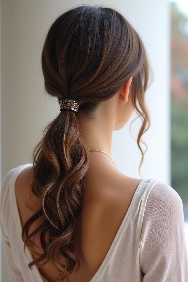 voluminous low ponytail style